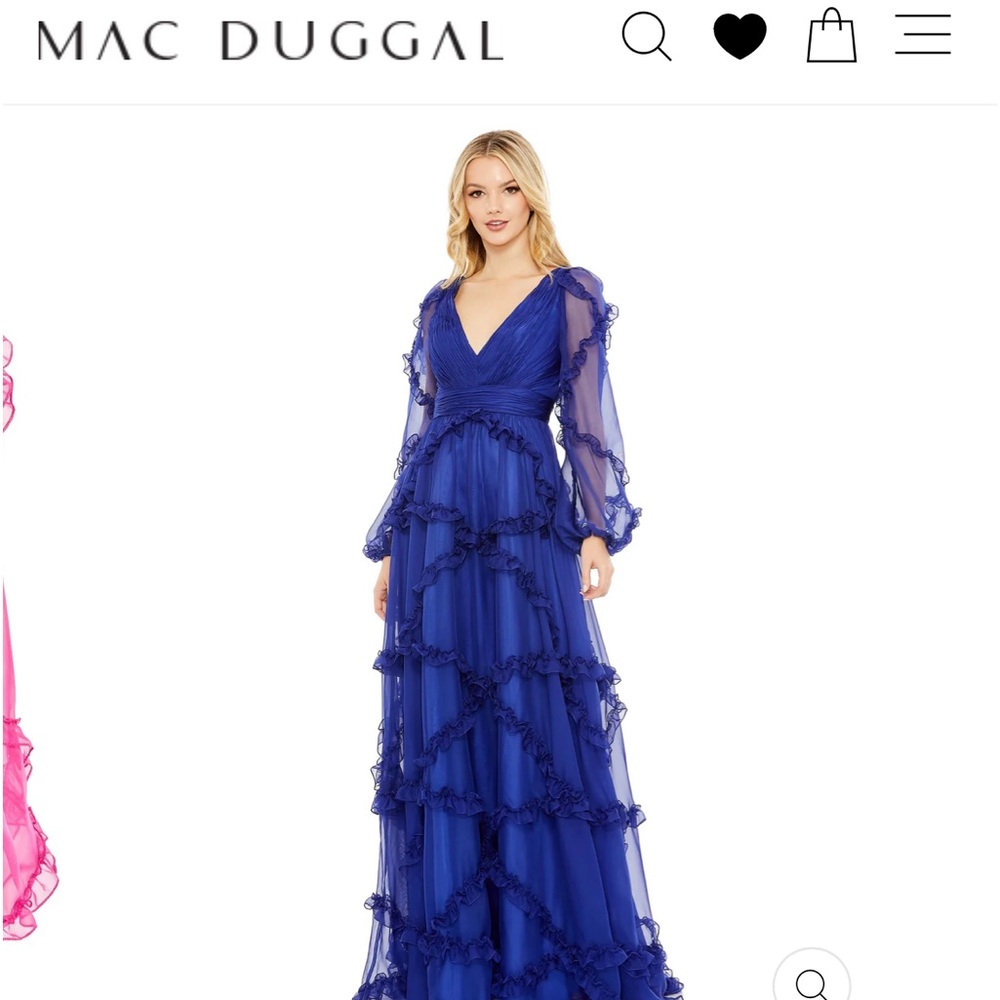 Mac Duggal Ruffle blue gown size 14